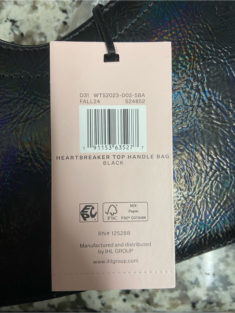 Iridescent Paris Hilton heartbreaker handle bag. - Picture 3 of 3